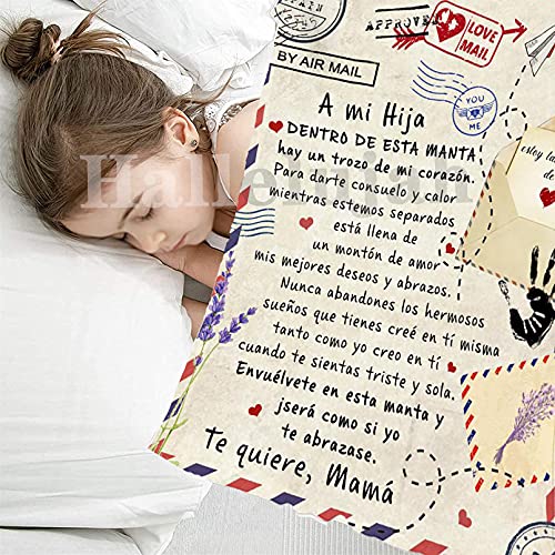 Mantas de Franela Manta de Carta de la Madre para la Hija Súper Suaves Esponjosas para El Sofá Cama Colcha de Microfibra,Viaje, Cumpleaños, Navidad, nochebuena, Regalo