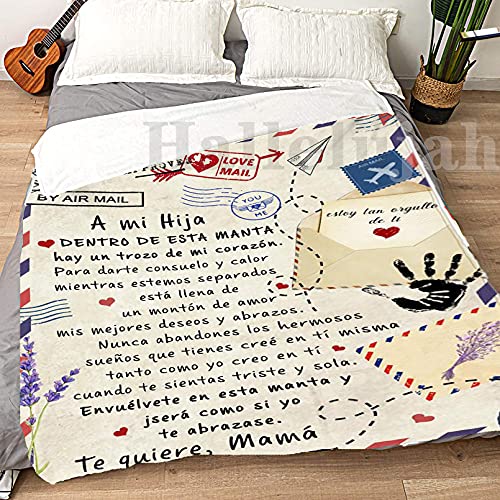 Mantas de Franela Manta de Carta de la Madre para la Hija Súper Suaves Esponjosas para El Sofá Cama Colcha de Microfibra,Viaje, Cumpleaños, Navidad, nochebuena, Regalo