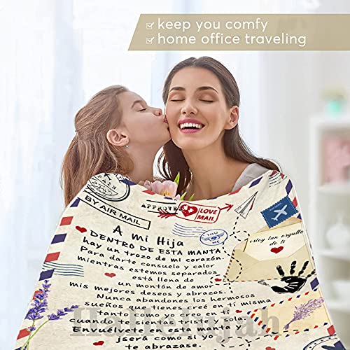 Mantas de Franela Manta de Carta de la Madre para la Hija Súper Suaves Esponjosas para El Sofá Cama Colcha de Microfibra,Viaje, Cumpleaños, Navidad, nochebuena, Regalo