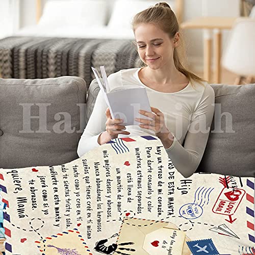 Mantas de Franela Manta de Carta de la Madre para la Hija Súper Suaves Esponjosas para El Sofá Cama Colcha de Microfibra,Viaje, Cumpleaños, Navidad, nochebuena, Regalo
