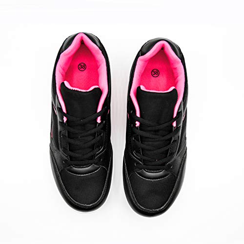 Mapleaf Hombre Mujer Adelgazar Balancin Zapatillas para Ortopedicas Plataforma Tenis Baloncesto Trabajo Running Atletico Deportivas Fitness Respirable Ligero Gimnasio Casual Negro Fucsia Talla 37