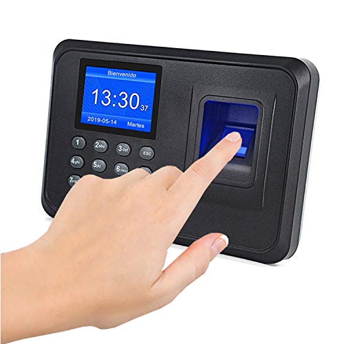 Máquina de Asistencia,Máquina Fichar de Asistencia Biométrica de Huella Dactilar con Sistema Española Pantalla LCD,Capacidad de 100.000 Registros,2.4 Pulgadas,con 8G Disco U (gray)