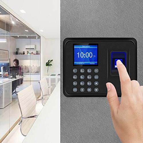Máquina de Asistencia,Máquina Fichar de Asistencia Biométrica de Huella Dactilar con Sistema Española Pantalla LCD,Capacidad de 100.000 Registros,2.4 Pulgadas,con 8G Disco U (gray)