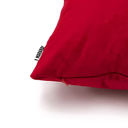 MARARDI Pack de 2 Fundas de Cojines de Terciopelo Suave [Color Rojo] 45x45cm con [Cremallera Invisible] Decorativos Cama Sofá Silla Domitorio Cocina Jardín Sala de Estar Estudio y Oficina
