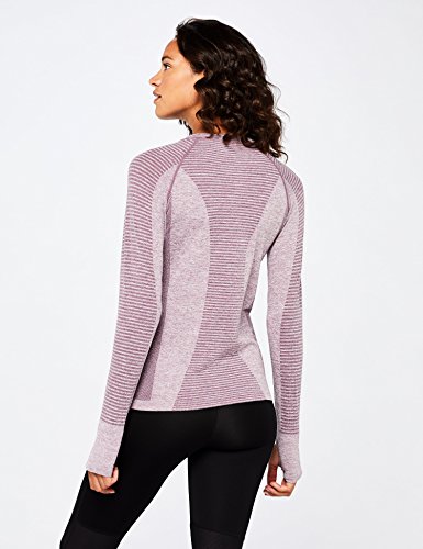 Marca Amazon - AURIQUE Camiseta Deportiva de Manga Larga sin Costuras Mujer, Morado (Purple Gumdrop Marl), 40, Label:M