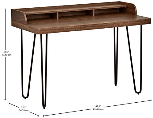 Marca Amazon - Remache, escritorio de madera y metal, estilo moderno, patas en "horquilla"; ancho 120 cm, color nogal