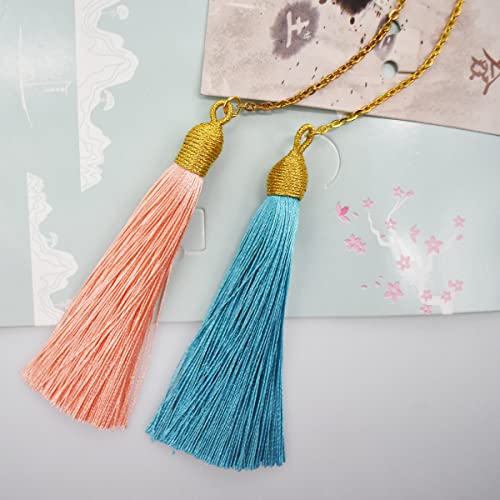 Marcapáginas de Metal,Qixuer Marcapáginas Metal 2 Piezas Marcador Exquisito Hueco en Forma de Abanico Con Patrón de Grúa Blanca y Hermoso de Borla Que se Puede Utilizar Como Recuerdo de Regalo