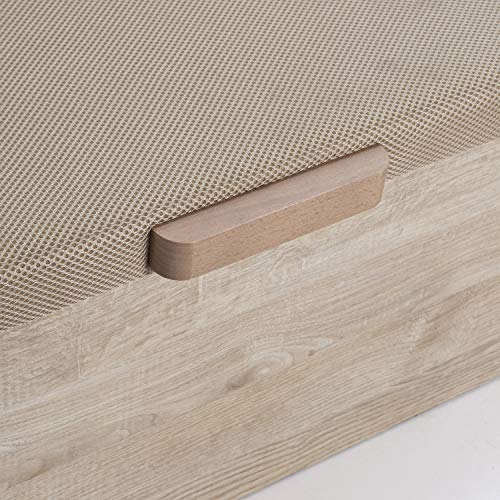 marckonfort Canapé abatible 150X190 de Gran Capacidad con Esquinas Redondeadas en Madera, Base tapizada 3D Transpirable Color Roble