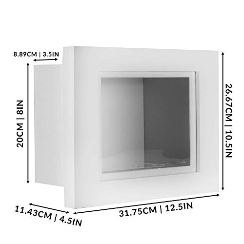 Marco caja 3D | 3.75 "marco de fotos con profundidad | Marcos para recuerdos | Caja para recuerdos | Accesorios para el hogar | M&W (Blanco, 10x8)