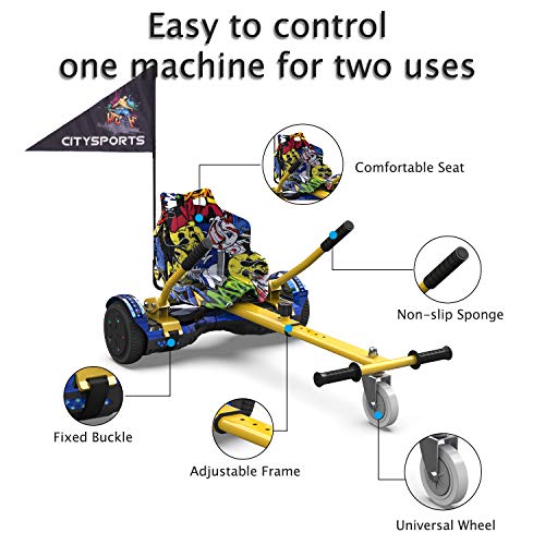 MARKBOARD Asiento Kart, Hoverkart para Patinete Eléctrico, Compatible con Hoverboard de 6.5, 8.5 y 10 Pulgadas (Hip)