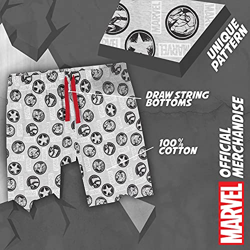 Marvel Pijama Hombre Verano, Conjunto Pijama para Hombre De Algodón, Pijama Corto con Iron Man, Capitán América, Hulk y Thor, Tallas Grandes Hombres M-3XL (L, Negro)