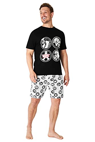 Marvel Pijama Hombre Verano, Conjunto Pijama para Hombre De Algodón, Pijama Corto con Iron Man, Capitán América, Hulk y Thor, Tallas Grandes Hombres M-3XL (L, Negro)