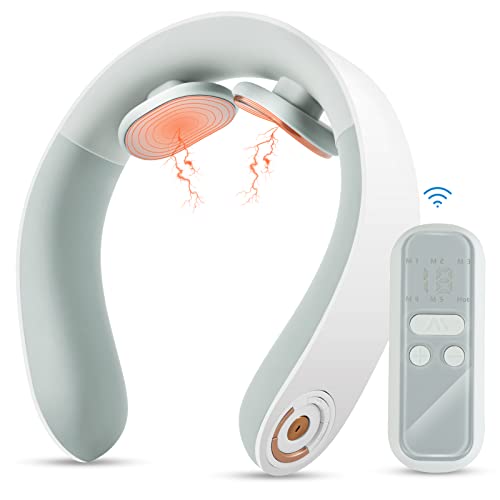 Masajeador Cervical, Masajeador de Cuello, Neck Massager con Función de Calor y Mando a Distancia, 6 Modos y 15 Niveles de Intensidad Masajeador de Cuello para el Hogar, el Coche y la Oficina