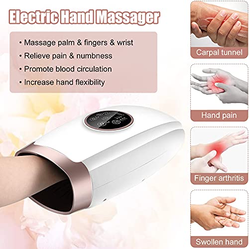 Masajeador eléctrico de mano de compresión y vibración 3D para artritis calentado mano spa máquina USB recargable con 6 niveles de intensidad para dedos de palma carpiano alivio del dolor