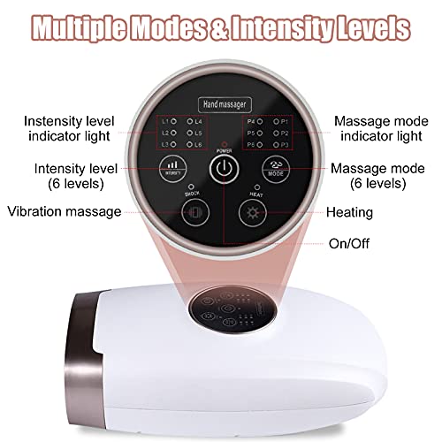 Masajeador eléctrico de mano de compresión y vibración 3D para artritis calentado mano spa máquina USB recargable con 6 niveles de intensidad para dedos de palma carpiano alivio del dolor