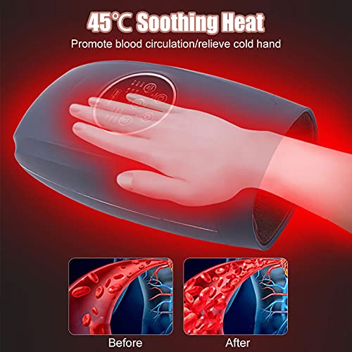 Masajeador eléctrico de mano de compresión y vibración 3D para artritis calentado mano spa máquina USB recargable con 6 niveles de intensidad para dedos de palma carpiano alivio del dolor