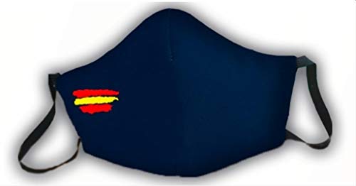 Mascarilla AZUL BANDERA DE ESPAÑA, protectora homologada 3 capas reutilizable lavable. ADULTO