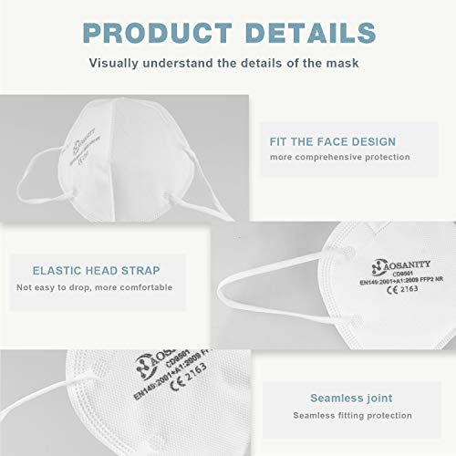 Mascarilla bucal 10X mascarilla FFP2 mascarilla, mascarilla respiratoria de 4 Capas, mascarilla protección Boca-Nariz con Tejido