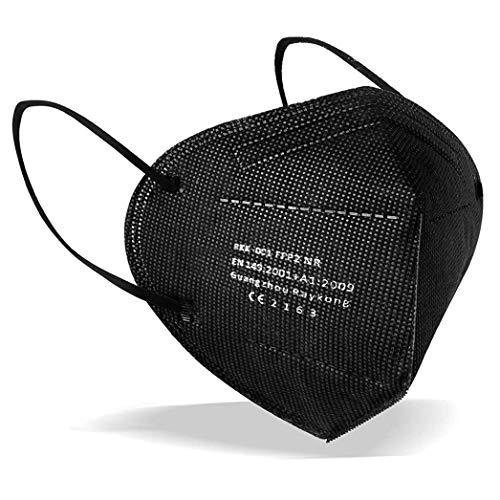 Mascarilla FFP2 CE 2163, Mascarilla de Protección Respiratoria - Protectora Respirador Antipolvo Homologada 5 capas. Alta Eficiencia Filtración BFE de 95% (Negro 100 pcs)