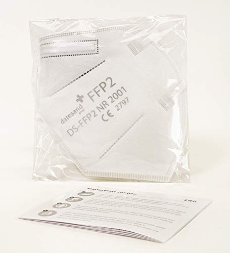 Mascarilla FFP2 NR Datesand x 20: DS-FFP2 NR 2001: EPR para profesionales de la salud certificado y probado con marca CE según BSI 2020/403 BS EN 149:2001 + A1:2009 (CAJA x 20)