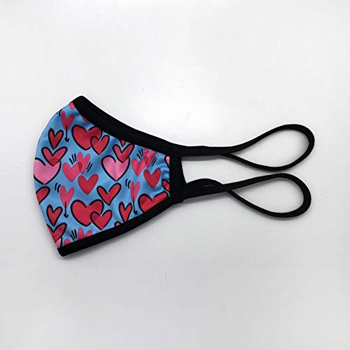 Mascarilla higiénica de tela, reutilizable, lavable con estampado de corazones, unisex, talla adulto