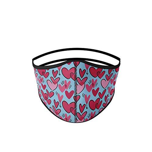 Mascarilla higiénica de tela, reutilizable, lavable con estampado de corazones, unisex, talla adulto
