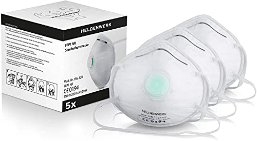 Mascarillas de protección Heldenwerk ®, set de 5, 10 o 20, set de máscaras antipolvo prémium, protector bucal FFP1