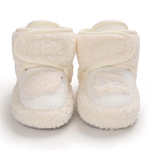 MASOCIO Botas Bebe Niño Niña Invierno Botines Botitas Bebé Recién Nacido Pantuflas Zapatillas Casa Patucos Zapatos Primeros Pasos Blanco 6-12 Meses Talla 19