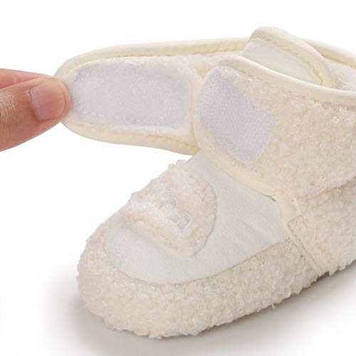 MASOCIO Botas Bebe Niño Niña Invierno Botines Botitas Bebé Recién Nacido Pantuflas Zapatillas Casa Patucos Zapatos Primeros Pasos Blanco 6-12 Meses Talla 19
