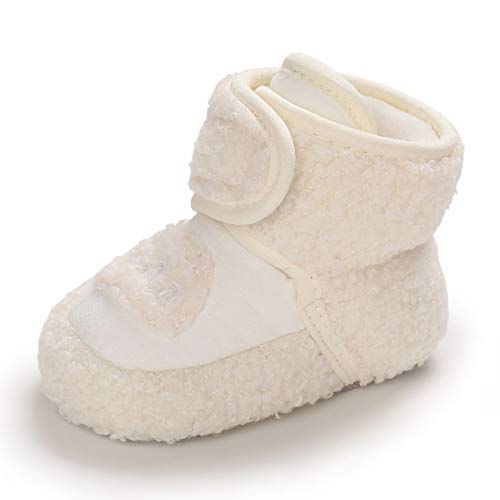 MASOCIO Botas Bebe Niño Niña Invierno Botines Botitas Bebé Recién Nacido Pantuflas Zapatillas Casa Patucos Zapatos Primeros Pasos Blanco 6-12 Meses Talla 19