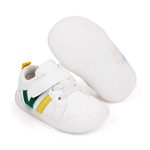 MASOCIO Zapatillas Bebe Niño Niña Zapatos Primeros Pasos Bebé Deportivas Antideslizante Talla 19 Blanco Verde