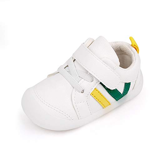 MASOCIO Zapatillas Bebe Niño Niña Zapatos Primeros Pasos Bebé Deportivas Antideslizante Talla 19 Blanco Verde