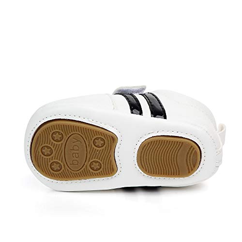 MASOCIO Zapatos Unisex Bebe Niño Niña Recién Nacido Primeros Pasos Zapatillas Deportivas Bebé Suela Blanda Antideslizante Blanco Negro 6-12 Meses