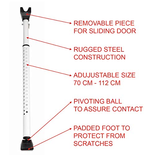 Master Lock 265EURD Barra de Seguridad [Regulable-de 70 cm a 112 cm] Bisagras 265EURD-Ideal Puertas Correderas para Patio