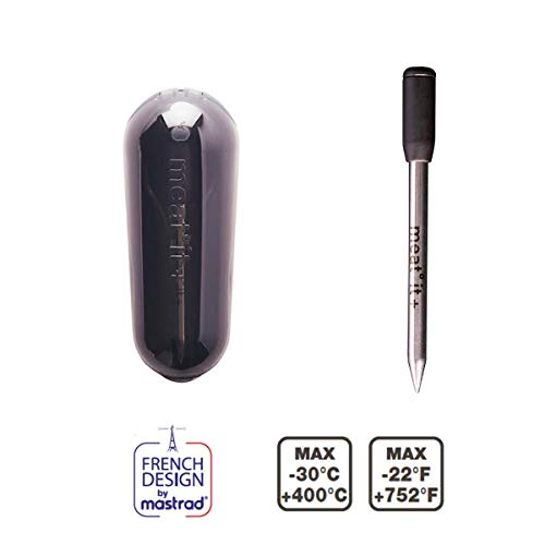 Mastrad – Meat°it + – Sonda de cocción 100% inalámbrica – Termómetro de carne conectado – Horno, barbacoa, estufa – Control de temperatura – Largo alcance – Conexión Wi-Fi/Bluetooth – Negro