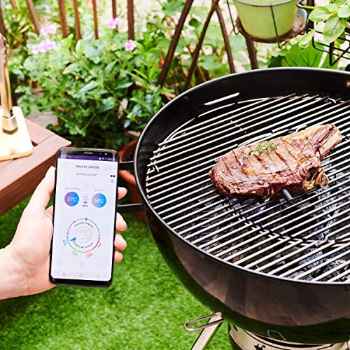 Mastrad – Meat°it + – Sonda de cocción 100% inalámbrica – Termómetro de carne conectado – Horno, barbacoa, estufa – Control de temperatura – Largo alcance – Conexión Wi-Fi/Bluetooth – Negro