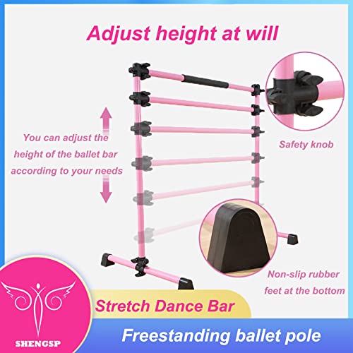 Material para ballet Barra De Ballet Doble Móvil,1.2M Barra De Ballet De Altura Antideslizante Ajustable,barra De Ballet Para Casa Plegable Profesional Niña,Altura Flexible,para Hogar, Escuela, Estudi