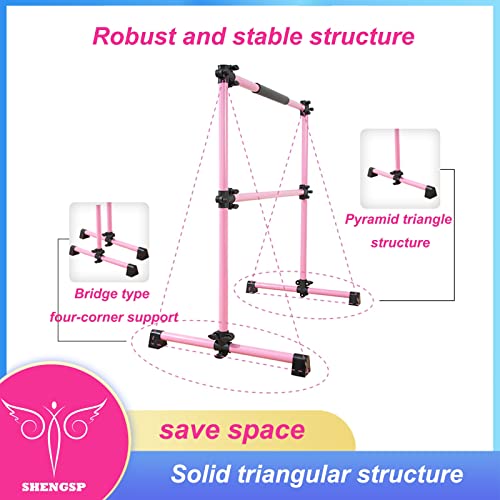 Material para ballet Barra De Ballet Doble Móvil,1.2M Barra De Ballet De Altura Antideslizante Ajustable,barra De Ballet Para Casa Plegable Profesional Niña,Altura Flexible,para Hogar, Escuela, Estudi
