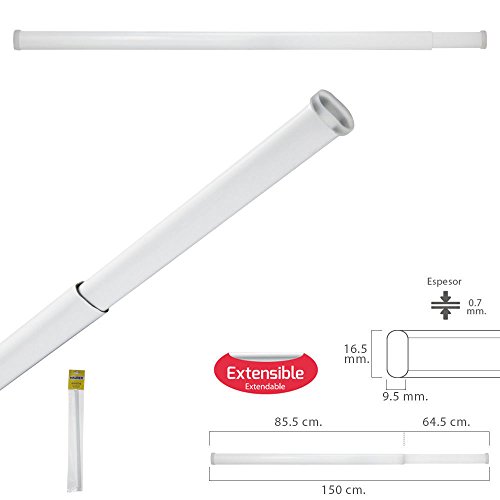 MAURER 5340004 Barra Visillo Extensible 85.5/150 cm. con Muelle Presion Ajustable (1 Pieza), Cranberry, 85,5/150 cm