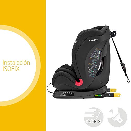 Maxi-Cosi Titan Plus Silla Coche Bebé Grupo 1/2/3 ISOFIX, 9 - 36 kg, Silla Auto Bebé Reclinable con Reductor y Clima Flow para el Control de la Temperatura, 9 Meses- 12 Años, Black (negro)