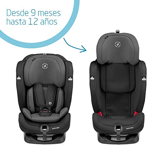 Maxi-Cosi Titan Plus Silla Coche Bebé Grupo 1/2/3 ISOFIX, 9 - 36 kg, Silla Auto Bebé Reclinable con Reductor y Clima Flow para el Control de la Temperatura, 9 Meses- 12 Años, Black (negro)
