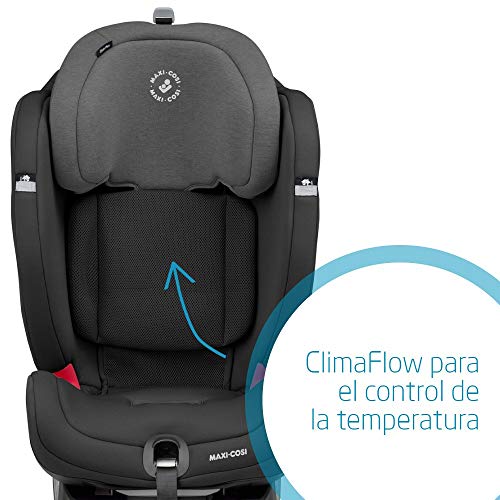 Maxi-Cosi Titan Plus Silla Coche Bebé Grupo 1/2/3 ISOFIX, 9 - 36 kg, Silla Auto Bebé Reclinable con Reductor y Clima Flow para el Control de la Temperatura, 9 Meses- 12 Años, Black (negro)