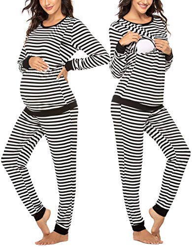 MAXMODA Ropa Premamá Lactancia Pijama Conjunto Maternidad Invierno Pijama Premamá Embarazo