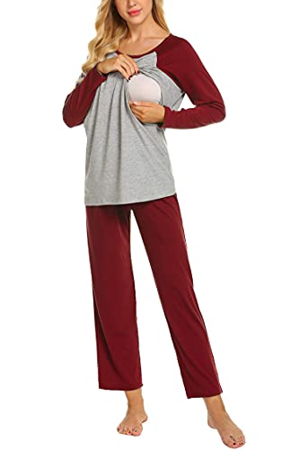 MAXMODA Ropa Premamá Lactancia Pijama Conjunto Maternidad Invierno Pijama Premamá Embarazo