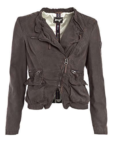 Maze - Chaqueta Deportiva - Blazer - Cuello Mao - para Mujer, Negro/Blanco, L