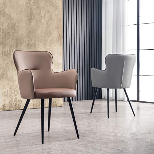 Mc Haus ELEPHANT - Sillón Relax Salón Dormitorio de color Gris, Butaca Comedor Tapizado en tela gris con asiento Acolchado y patas de Metal pintado en Negro 53x45x89cm