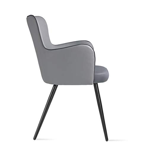 Mc Haus ELEPHANT - Sillón Relax Salón Dormitorio de color Gris, Butaca Comedor Tapizado en tela gris con asiento Acolchado y patas de Metal pintado en Negro 53x45x89cm