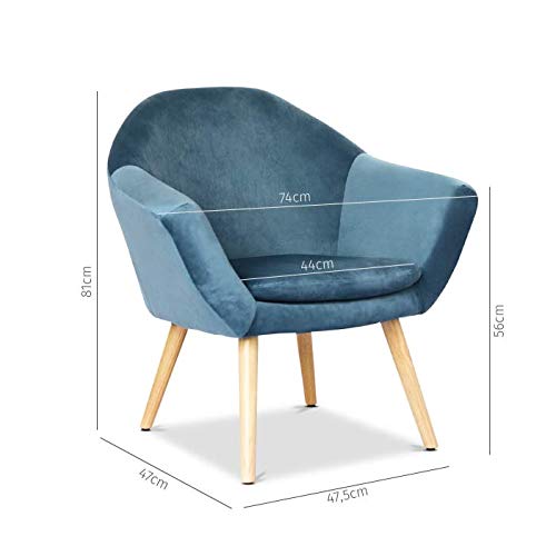 Mc Haus NAVIAN - Sillón para Salón, Butaca Comedor o Dormitorio, Escandinavo, Azul Perla