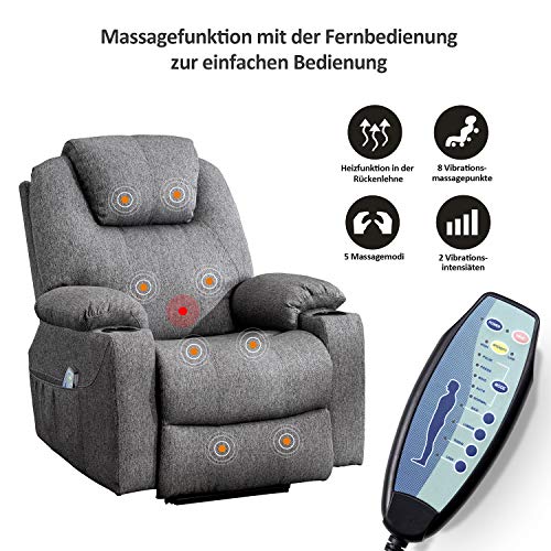 MCombo 7061 - Sillón de relax eléctrico con función de vibración y calefacción