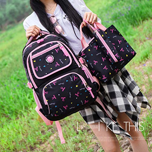 MCUILEE Conjunto de 3 Niños Bolsas de Libros Escuela/Bolsas Escolares/Mochila niños niñas Adolescentes + Bolso Crossbody+Bolsa lápiz (Azul Oscuro)